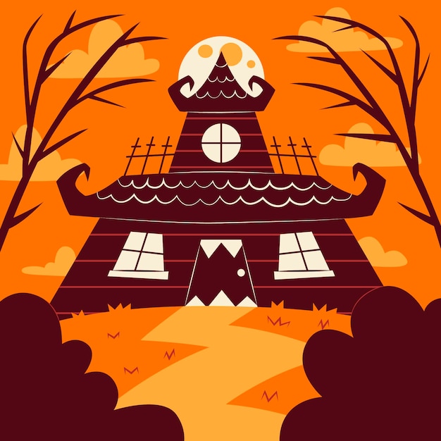 Illustrazione disegnata a mano della casa di halloween