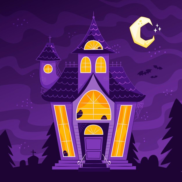 Illustrazione disegnata a mano della casa di halloween