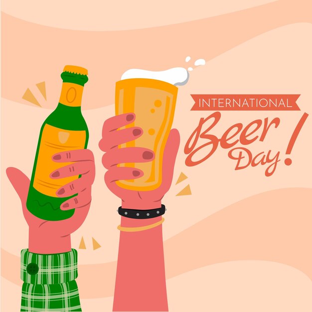 Illustrazione disegnata a mano della giornata internazionale della birra
