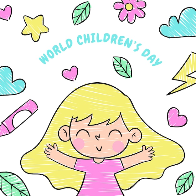 Illustrazione disegnata a mano della giornata mondiale dei bambini