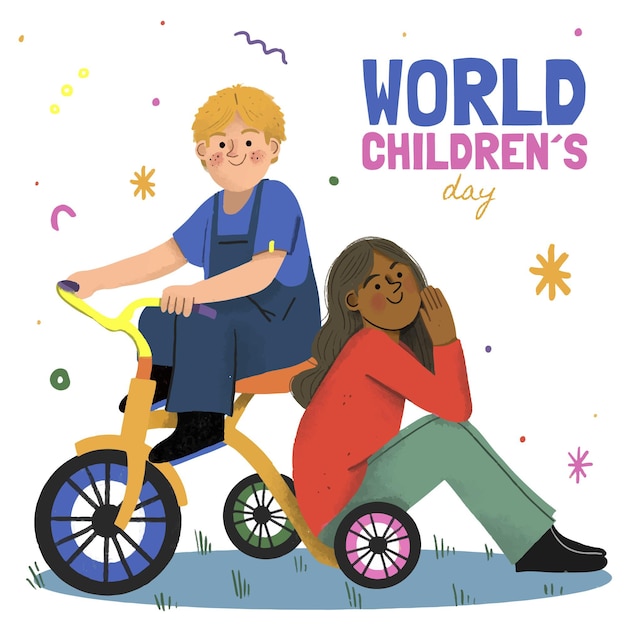 Illustrazione disegnata a mano della giornata mondiale dei bambini