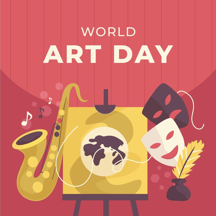 Vettore gratuito illustrazione disegnata a mano della giornata mondiale dell'arte