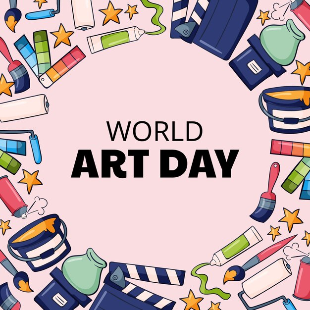 Illustrazione disegnata a mano della giornata mondiale dell'arte
