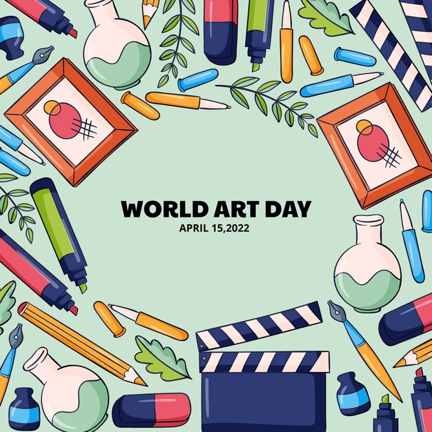 Illustrazione disegnata a mano della giornata mondiale dell'arte
