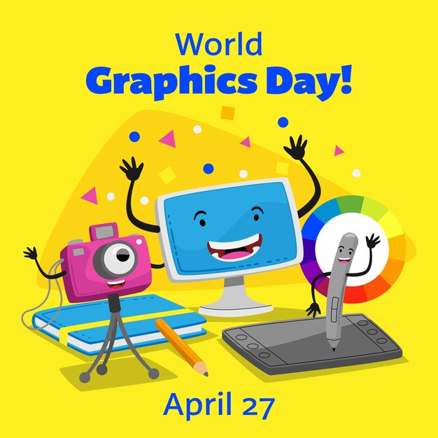 Illustrazione disegnata a mano della giornata mondiale della grafica