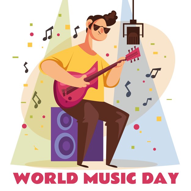 Illustrazione disegnata a mano della giornata mondiale della musica