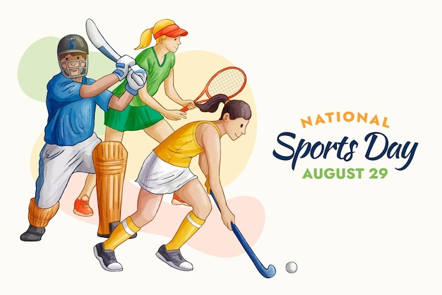 Illustrazione disegnata a mano della giornata sportiva nazionale
