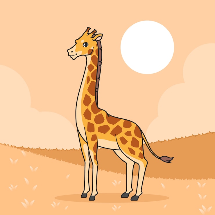 Vettore gratuito illustrazione disegnata a mano della giraffa del fumetto