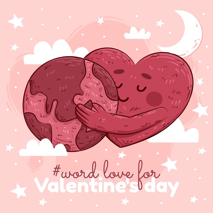 Vettore gratuito illustrazione disegnata a mano della parola amore per san valentino
