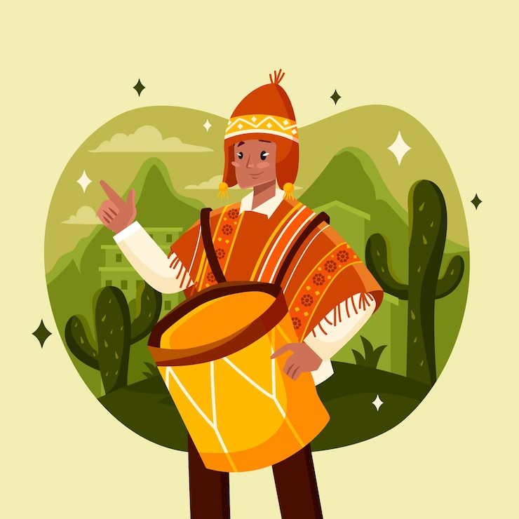 Vettore gratuito illustrazione disegnata a mano della persona del perù