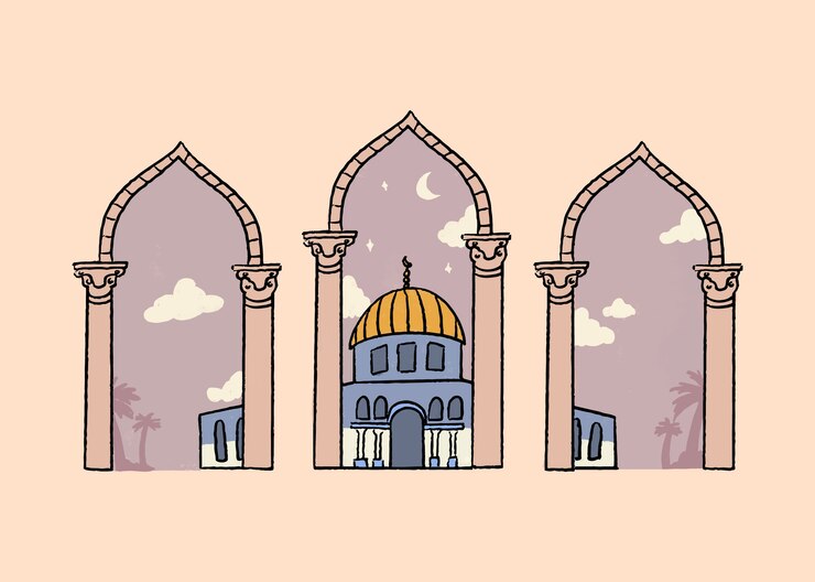 Vettore gratuito illustrazione disegnata a mano di al aqsa