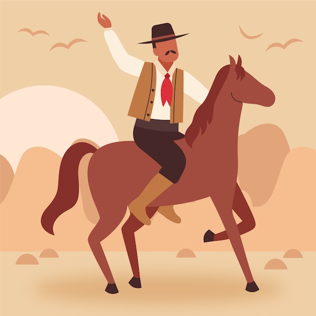 Illustrazione disegnata a mano di cowboy gaucho
