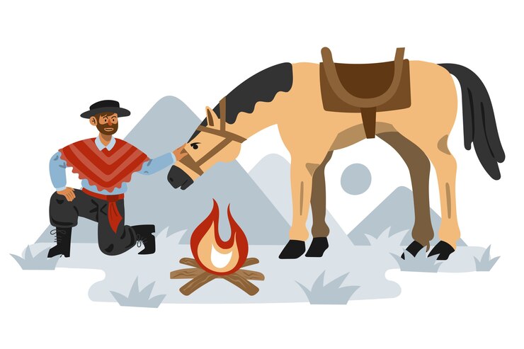 Vettore gratuito illustrazione disegnata a mano di cowboy gaucho