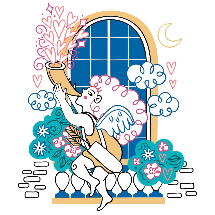 Vettore gratuito illustrazione disegnata a mano di cupido di san valentino
