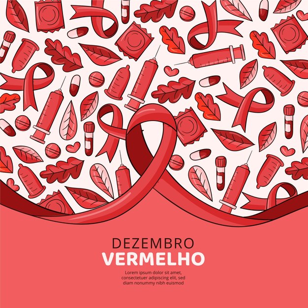 Illustrazione disegnata a mano di dezembro vermelho