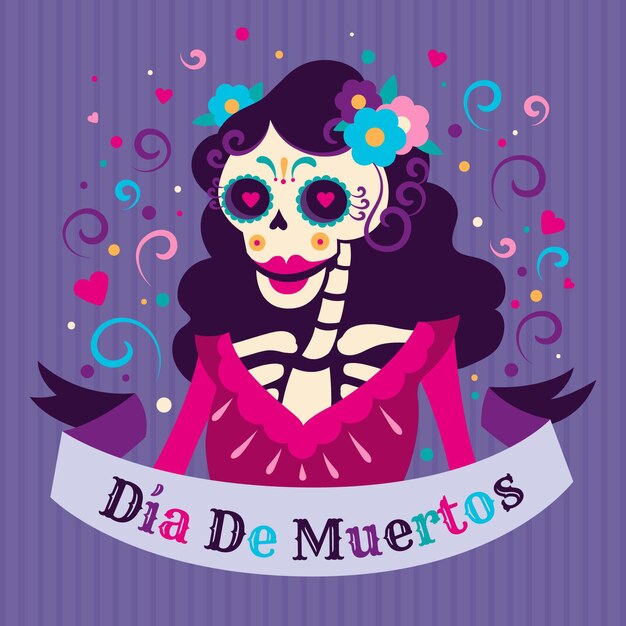 Illustrazione disegnata a mano di dia de muertos