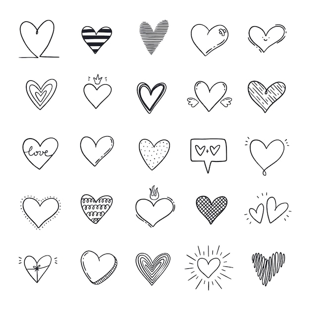 Illustrazione disegnata a mano di doodle del cuore