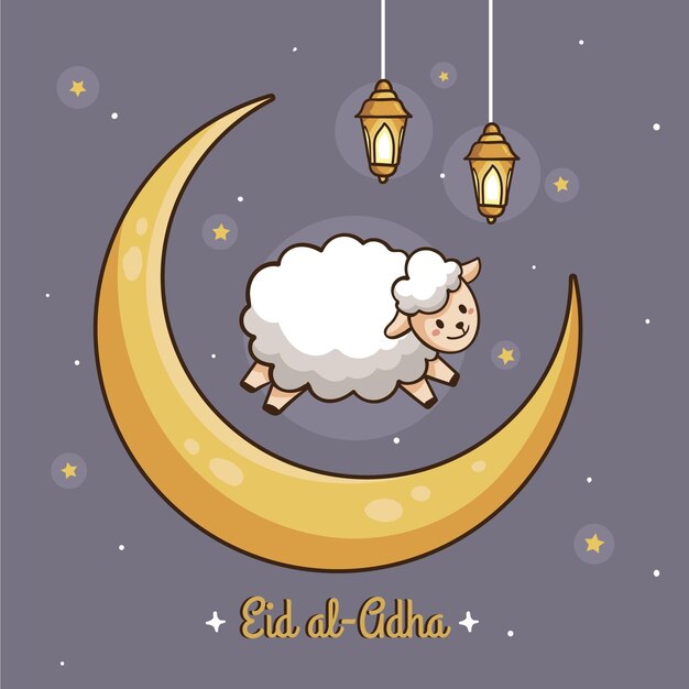 Illustrazione disegnata a mano di eid al-adha