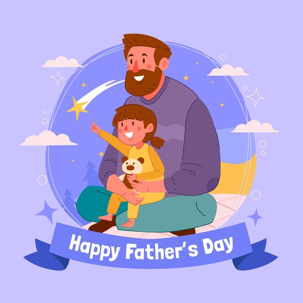 Illustrazione disegnata a mano di festa del papà