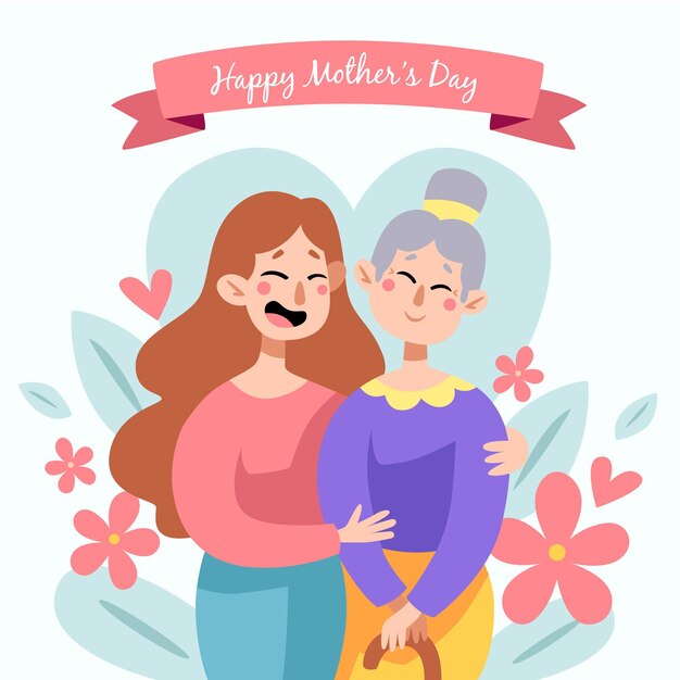 Illustrazione disegnata a mano di festa della mamma