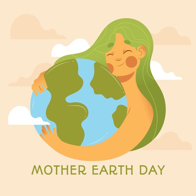 Illustrazione disegnata a mano di giorno della madre terra