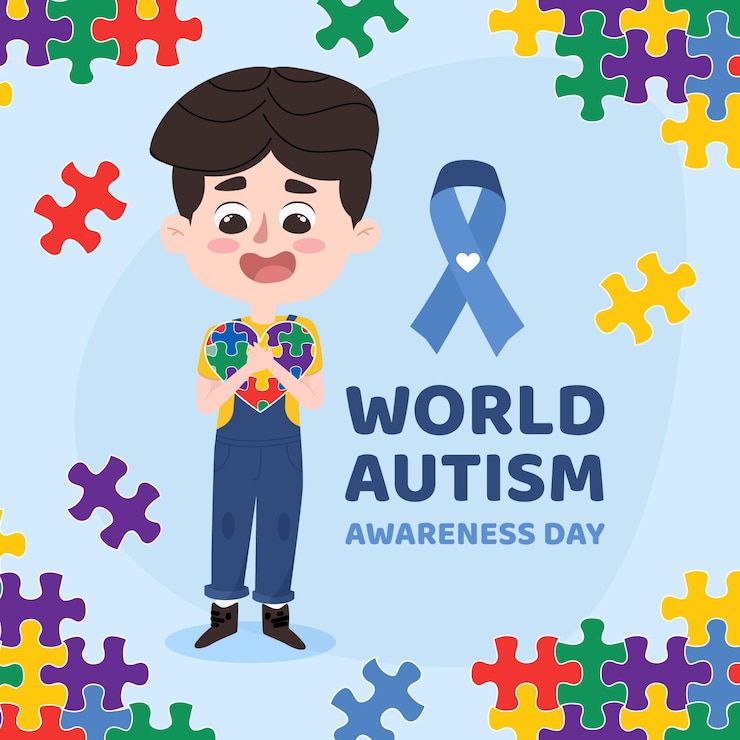 Vettore gratuito illustrazione disegnata a mano di giorno di consapevolezza dell'autismo del mondo