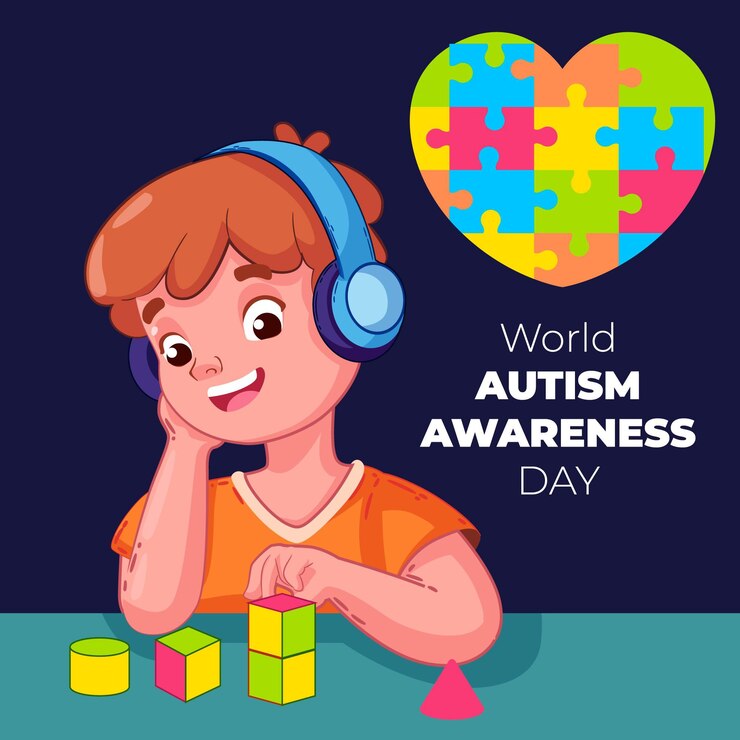 Vettore gratuito illustrazione disegnata a mano di giorno di consapevolezza dell'autismo del mondo