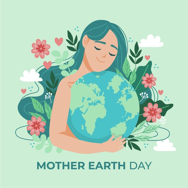 Illustrazione disegnata a mano di giorno di madre terra
