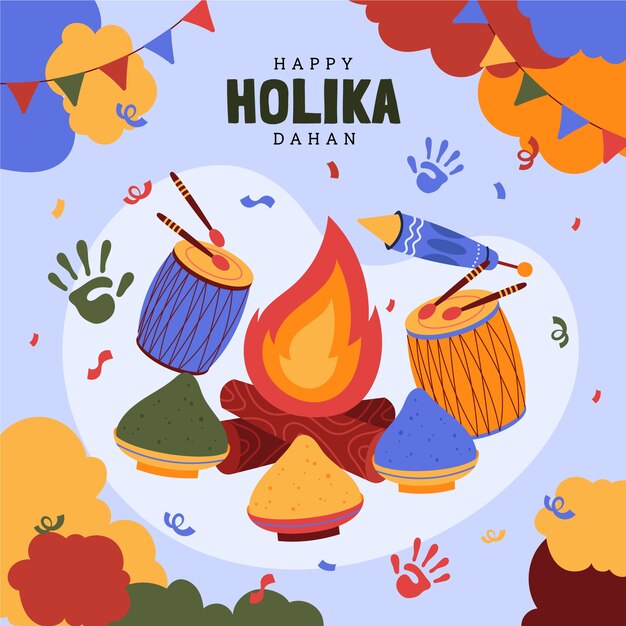 Illustrazione disegnata a mano di Holika Dahan