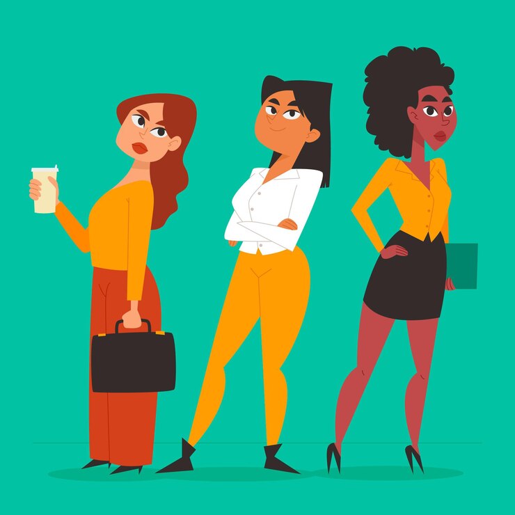 Vettore gratuito illustrazione disegnata a mano di imprenditori femminili sicuri
