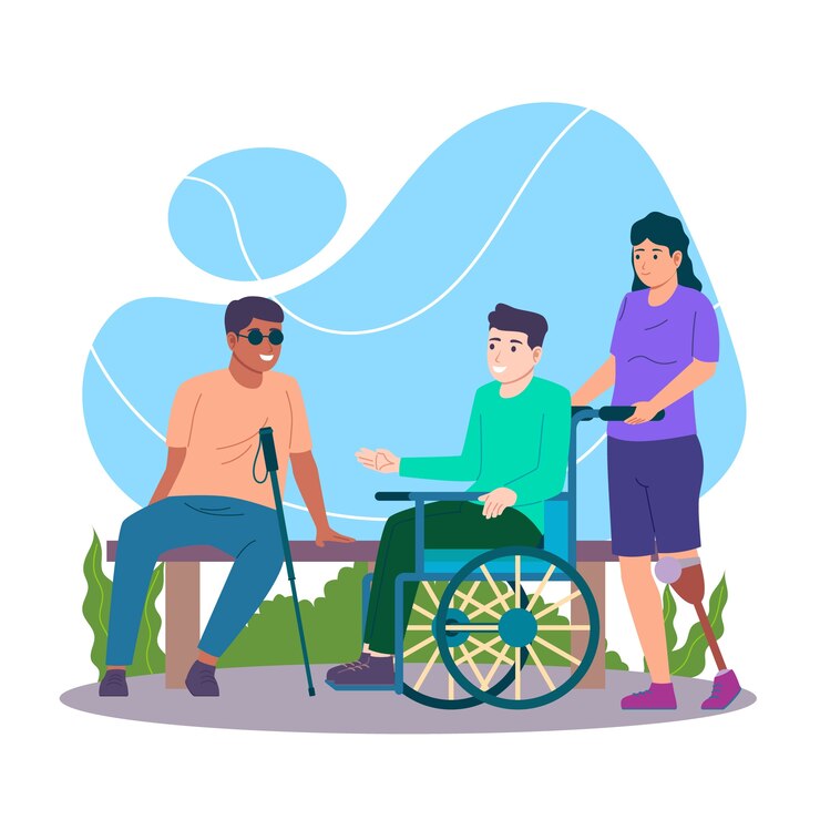 Vettore gratuito illustrazione disegnata a mano di persone con disabilità
