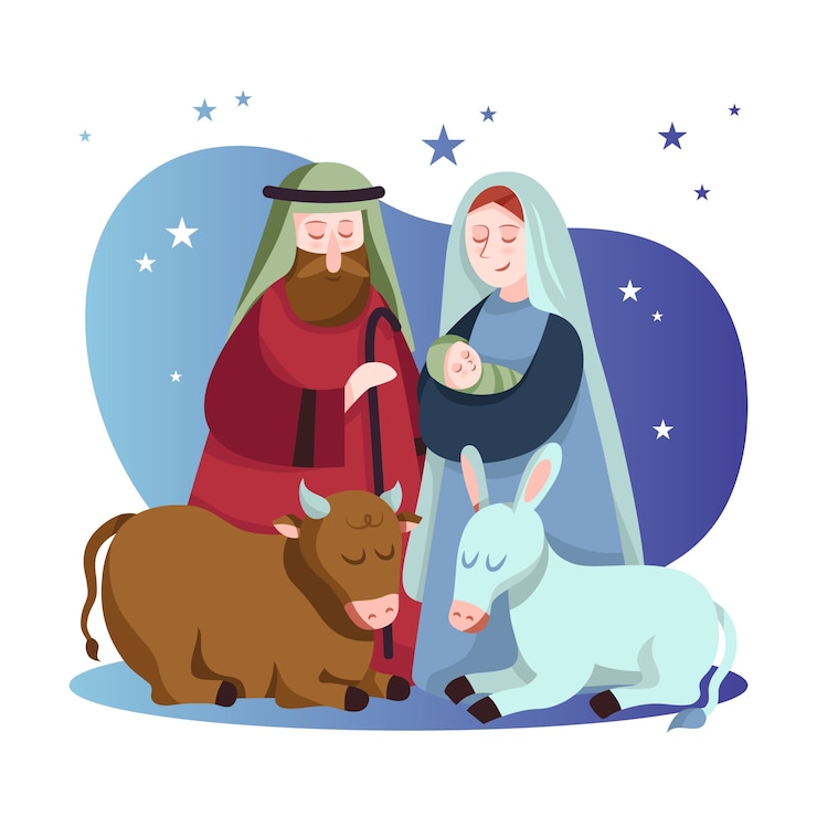 Vettore gratuito illustrazione disegnata a mano di presepe