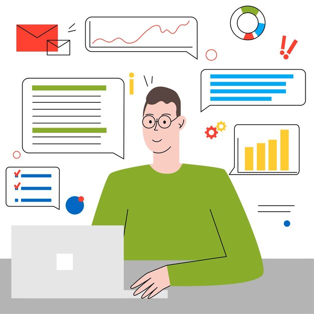 Illustrazione disegnata a mano di raccolta dei dati aziendali
