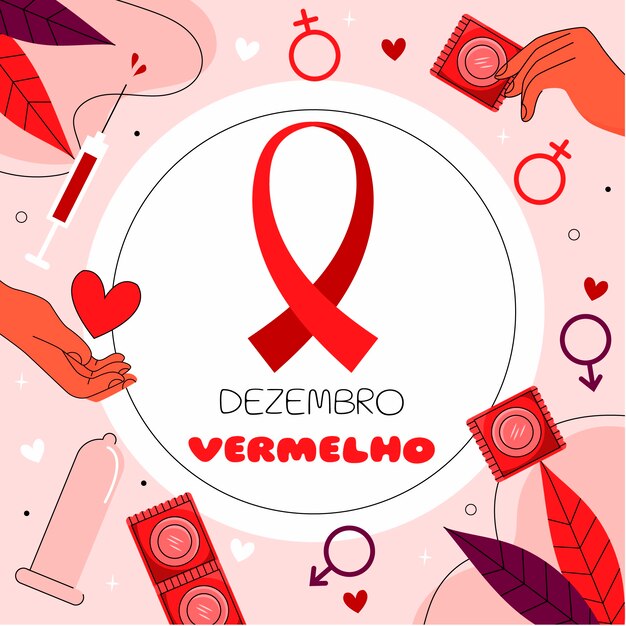 Illustrazione disegnata a mano di vermelho di dezembro piatto