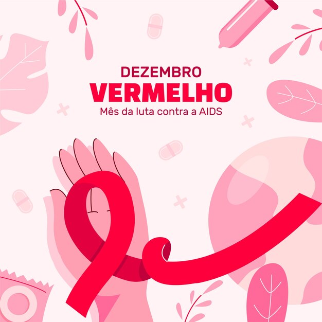 Illustrazione disegnata a mano di vermelho di dezembro piatto