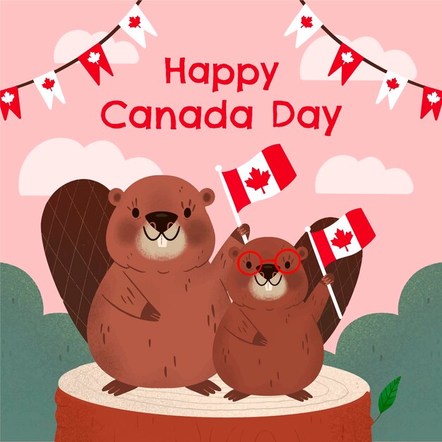 Illustrazione disegnata a mano felice giorno del canada