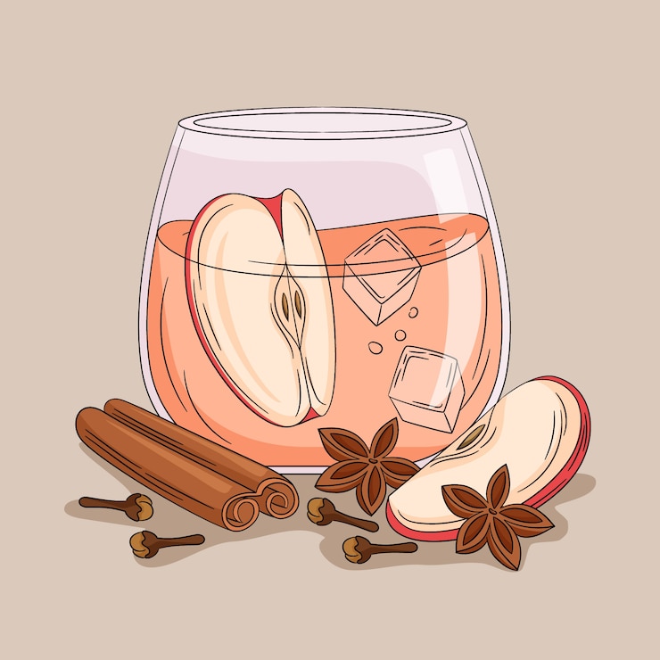 Vettore gratuito illustrazione disegnata a mano per la bevanda di sidro di mele