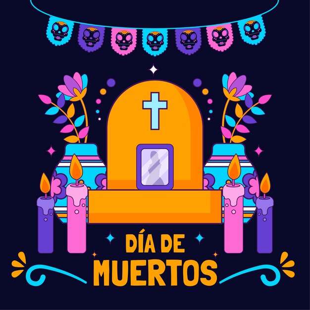 Illustrazione disegnata a mano per la celebrazione del dia de muertos