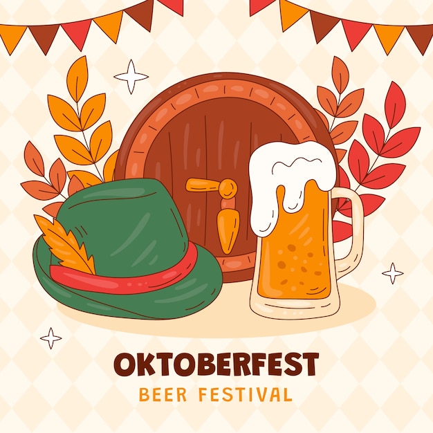 Illustrazione disegnata a mano per la celebrazione del festival della birra oktoberfest