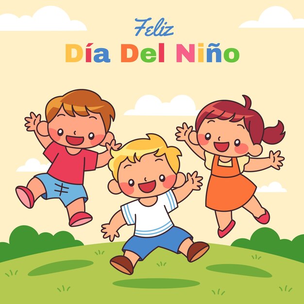 Illustrazione disegnata a mano per la celebrazione della festa dei bambini in spagnolo