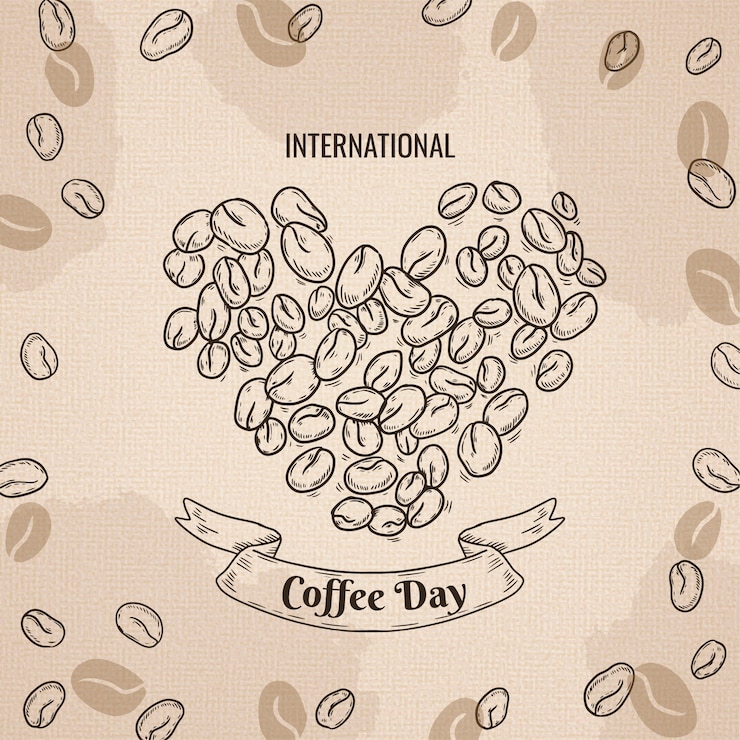 Vettore gratuito illustrazione disegnata a mano per la celebrazione della giornata internazionale del caffè