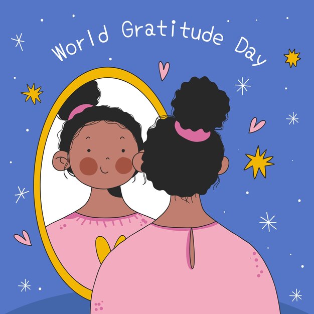 Illustrazione disegnata a mano per la celebrazione della giornata mondiale della gratitudine