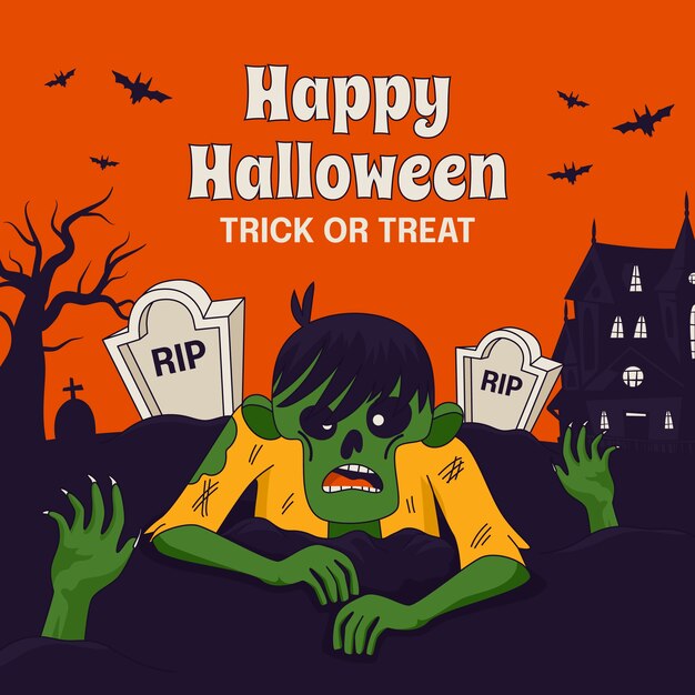 Illustrazione disegnata a mano per la celebrazione della stagione di Halloween