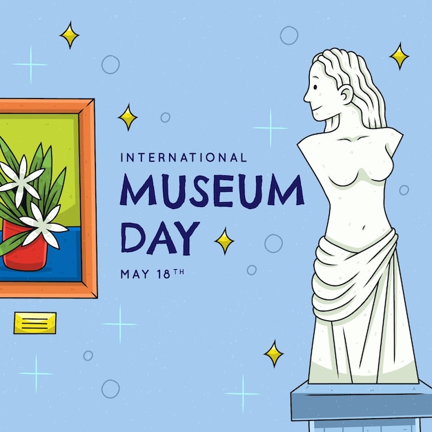 Illustrazione disegnata a mano per la giornata internazionale dei musei
