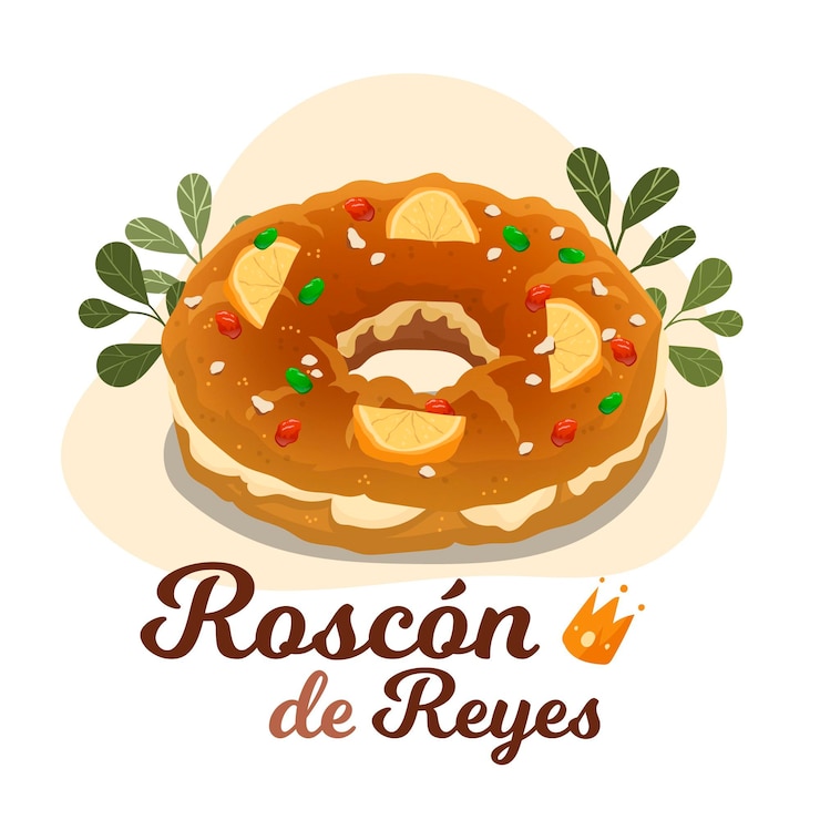 Vettore gratuito illustrazione disegnata a mano roscón de reyes