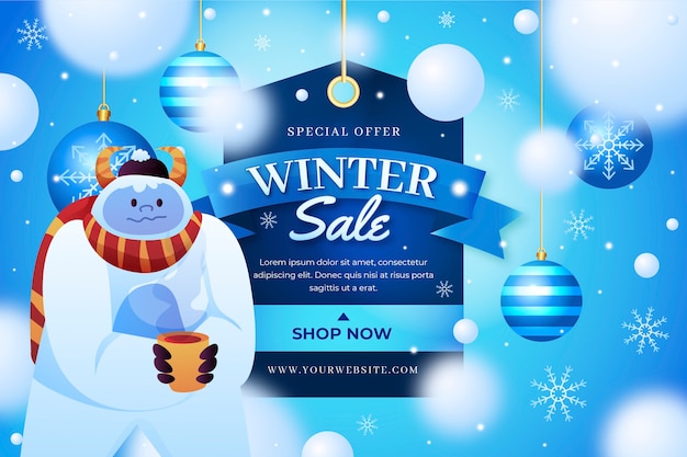 Illustrazione e banner di vendita invernale sfumata