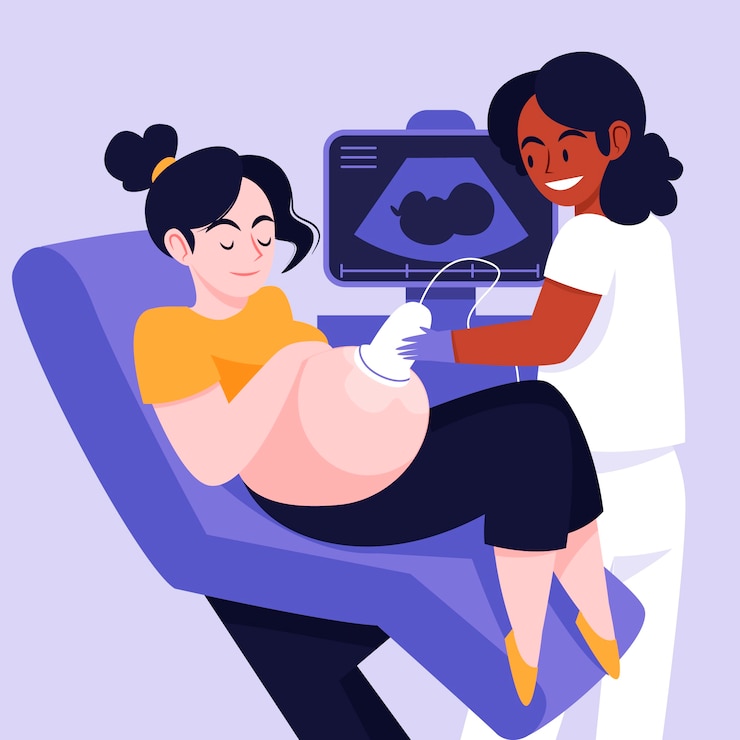 Vettore gratuito illustrazione ecografica disegnata a mano