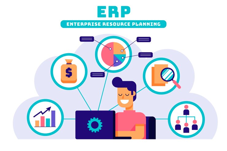 Vettore gratuito illustrazione erp design piatto