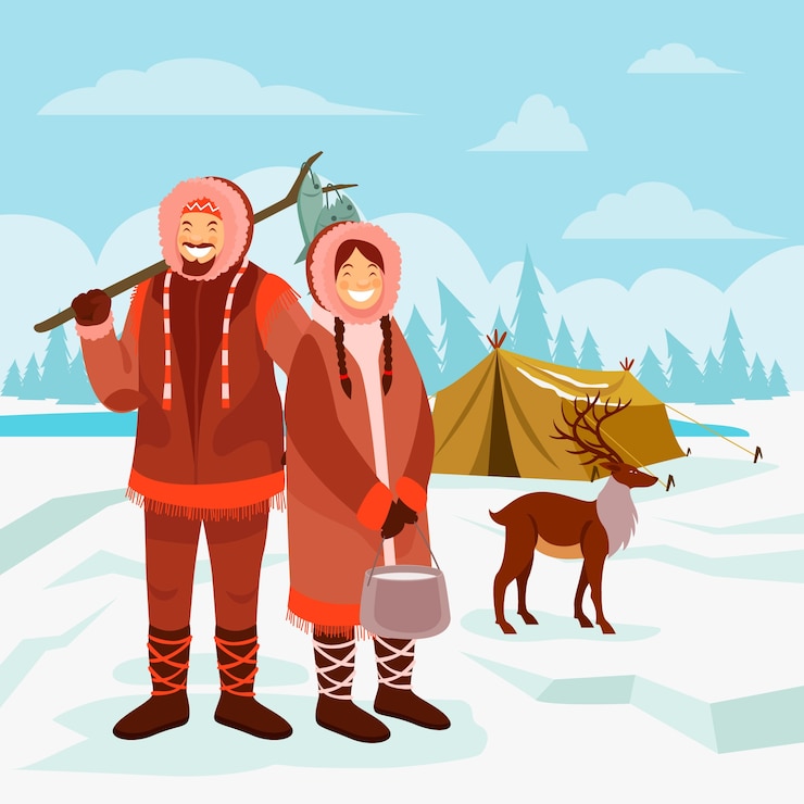 Vettore gratuito illustrazione eschimese piatta