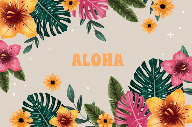 Vettore gratuito illustrazione estetica hawaiana ad acquerello